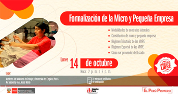 (Charla Informativa Gratuita) IMPULSA PERÚ: Formalización de la Micro y Pequeña Empresa