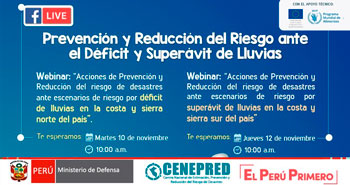 (Webinar Gratuitos) CENEPRED: Prevención y Reducción del Riesgo ante el Déficit y Superávit de Lluvias