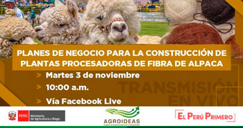 (Charla Gratuita) MINAGRI: Planes de negocio para la construcción de plantas procesadoras de fibra de alpaca