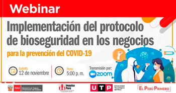 (Webinar Virtual) MINTRA: Implementación del protocolo de bioseguridad en los negocios para la prevención del Covid-19