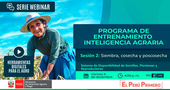 (Webinar Gratuito) MINAGRI: Herramientas digitales para el agro, Programa de entrenamiento y inteligencia