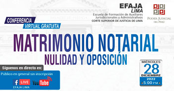 Conferencia virtual gratuita respecto al matrimonio notarial: Nulidad y oposición