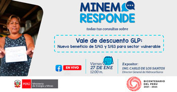 (Evento Virtual Gratuito) Vale de descuento GLP: Nuevo beneficio de S/43 y S/63 para sector vulnerable