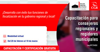 Programa online gratuito de capacitación para consejeros regionales y regidores municipales