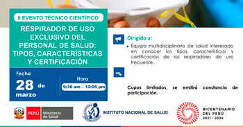 Evento virtual sobre el respirador de uso exclusivo del personal de salud: tipos, características y certificación