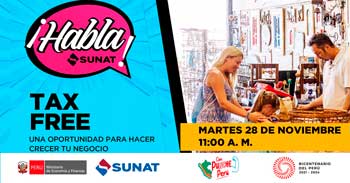 Evento online gratis "Tax Free" de la SUNAT