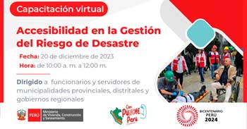 Capacitación online "Accesibilidad en la Gestión del Riesgo de Desastre" del MINISTERIO DE VIVIENDA