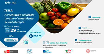 Evento online "Alimentación saludable durante el tratamiento de radioterapia" del INEN