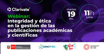 Webinar online "Integridad y ética en la gestión de las publicaciones académicas y científicas" del CONCYTEC