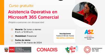 Curso presencial gratis "Asistencia Operativa en Microsoft 365 Comercial" del MIMP