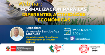 Webinar online "Formalizacion para-las diferentes actiadades económicas" de la ANA