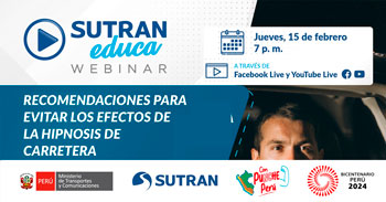 Webinar online "Recomendaciones para evitar los efectos de la hipnosis de carretera" de la SUTRAN