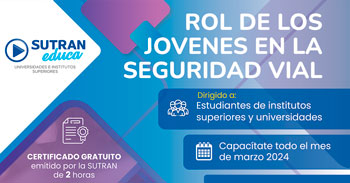 Capacitación online gratis "Rol de los jóvenes en la seguridad vial"  de la SUTRAN