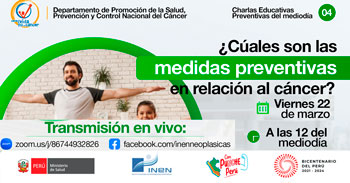 Charla online gratis "Cuáles son las medidas preventivas en relación al cáncer?" del INEN