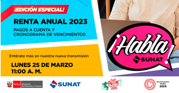 Charla online gratis &quotRenta anual 2023 pagos a cuenta y cronograma de vencimientos" de la SUNAT