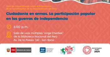 Conversatorio presencial gratis Ciudadanía en armas. La participación popular en las guerras de independencia