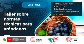 Webinar online "Normas Técnicas para Arándanos"  del MINCETUR