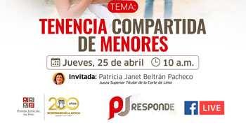 Evento online gratis "Tenencia Compartida de niños y adolescentes" del Poder Judicial del Perú