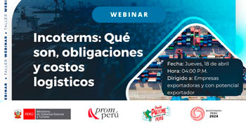 Webinar online "Incoterms: Qué son, obligaciones y costos logisticos"  del MINCETUR