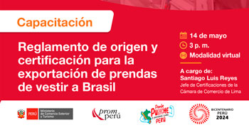 Capacitación online sobre Reglamento de origen y certificación para la exportación de prendas de vestir a Brasil