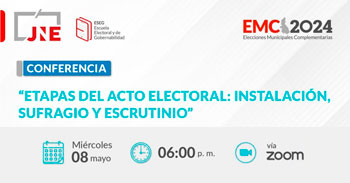 Conferencia online "Etapas del acto electoral: instalación, sufragio y escrutinio"