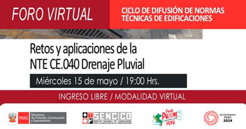 Foro online gratis "Retos y Aplicaciones de la CE.040 Drenaje Pluvial"