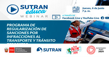 Webinar online Programa de regularización de sanciones por infracciones al transporte y tránsito terrestre  de la SUTRAN