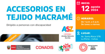 Curso presencial gratis "Accesorios en tejido macramé" del MIMP