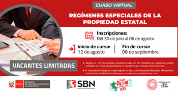 II Curso virtual de "Regímenes especiales de la propiedad estatal" de la SBN