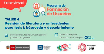 Taller virtual gratis Revisión de literatura y antecedentes para tesis I: búsqueda y descubrimiento de la BNP