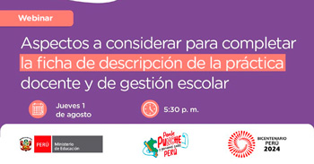 Webinar online Aspectos a considerar para completar la ficha de descripción de la práctica docente y de gestión escolar