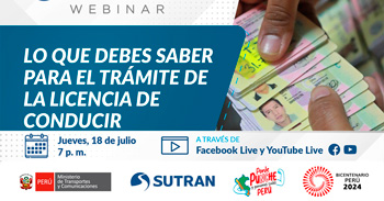 Webinar online "Lo que debes saber para el trámite de la ucencia de conducir"  de la SUTRAN