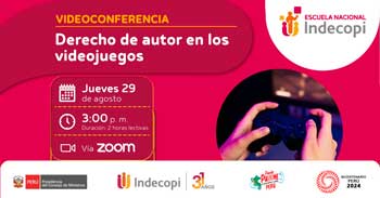 Conferencia online gratis "Derecho de autor en los videojuegos" del INDECOPI