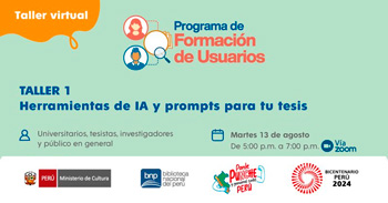 Taller virtual gratis "Herramientas de IA y prompts para tu tesis" de la BNP