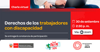 Charla online gratis "Derechos de los trabajadores con discapacidad" del MTPE