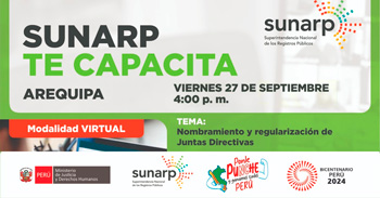 Charla online gratis "Nombramiento y regularización de Juntas Directivas"  de la SUNARP