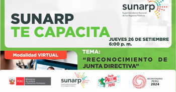 Charla online gratis "Reconocimiento de una junta directiva" de la SUNARP