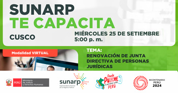 Charla online gratis "Renovación de la junta directiva de personas jurídicas" de la SUNARP