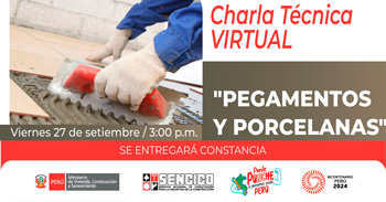 Charla online "Pegamentos y Porcelanas" de SENCICO