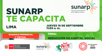 Charla online y presencial gratis "Reducción del capital social." de la SUNARP