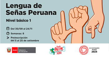 Curso online gratis de "Lengua de Señas Peruanas" del Ministerio de Educación