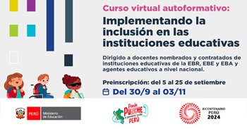 Curso online gratis de "mplementando la inclusión en la Institución Educativa" del MINEDU