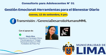 Evento online "Gestión Emocional: Herramientas para el Bienestar Diario" de la Municipalidad de Lima