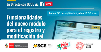 Evento online gratis Funcionalidades del nuevo módulo para el registro y modificación del récord de obras del OSCE