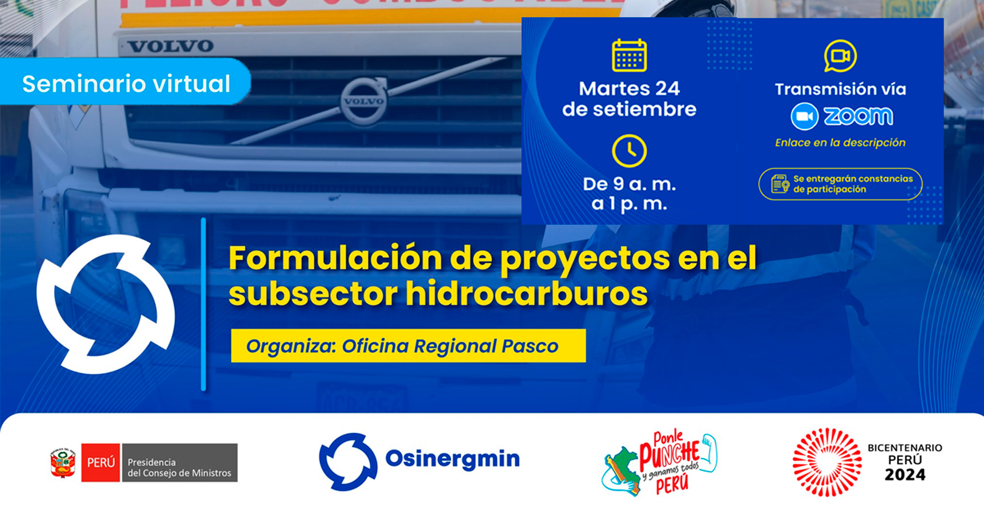 Seminario  online "Formulación de proyectos en el subsector hidrocarburos" del OSINERGMIN