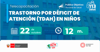 Capacitación online gratis "Trastorno por déficit de atención (TDAH) en niños"  del  MINSA