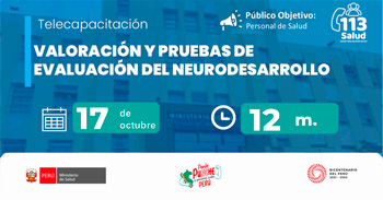 Capacitación online gratis "Valoración y pruebas de evaluación del neurodesarrollo" del  MINSA