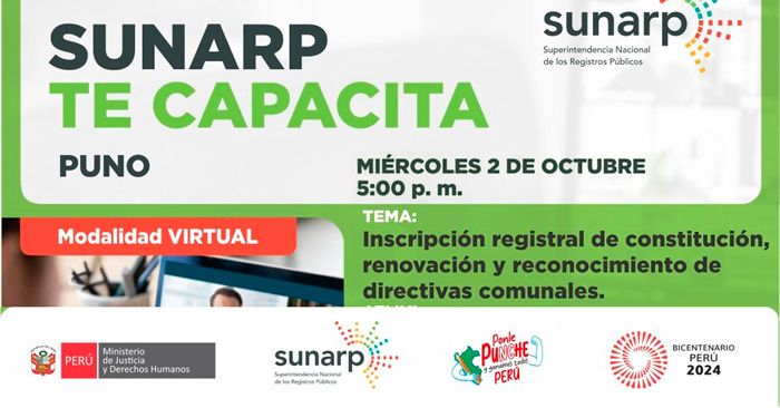 Charla online gratis "Precedentes de observancia en el Registro de Predios" de la SUNARP