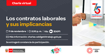 Charla online gratis "Los contratos laborales y sus implicancias" del MTPE