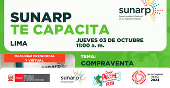 Charla online y presencial gratis sobre "Compraventa" de la SUNARP